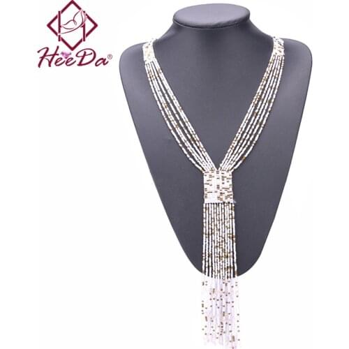 Fashion Graceful Joker Women Necklace Boho Long Tassel Kolye Red Seedbead Hand-woven Neck Decoration 2018 New Mothers Day Gift