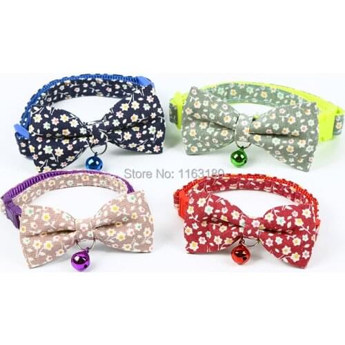 24 pcs/lot Flower Style Dog Collar Puppy Kitten Bowtie Collars For Small Medium Dogs Cats Collar
