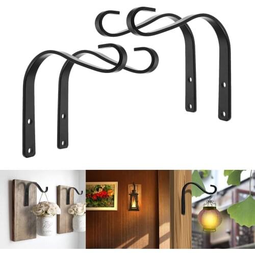 5 inch Flower Plant Pot Basket Hook Bending Iron Flowerpot Plant Outdoor Basket Hanger Hanging Bracket Home Decor 4/2/1 PC