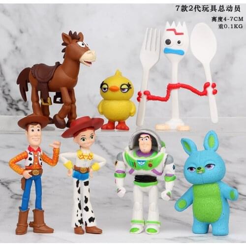 7pcs/set Disney Toy Story 2nd Generation Hudi Buzz Lightyear Jessie Hug Dragon Hand Office Aberdeen Toy Cake Decoration