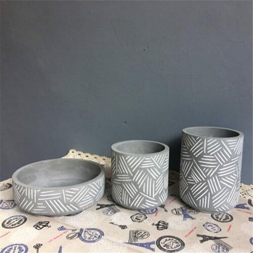 Concrete Flower pot Silicone Mold Creative Combination of Decorative Pattern Simple Nordic Design Cement Pot vase Molds