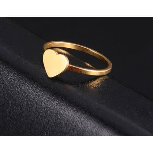 Cazador Minimlaist Heart Rings for Women Gold Color Wedding Engagement Finger Rings Stainless Steel Jewelry Gifts Wholesale 2021
