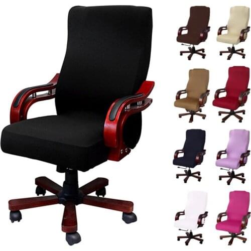 M/L Sizes Anti-dirty Computer Chair Cover Polyester Elastic Fabric Office Chair Cover Removable Rotating Lift Arm Chair Cover