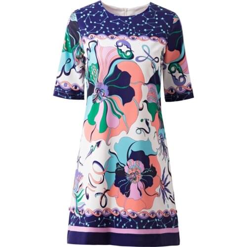DIDABOLE Designer Mini Dress Summer New WomenS Party Casual High Quality Elegant Fashion Diamond Round Neck Printed Dresses