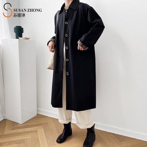 Women Female Lady Coat Trench H-Line Drop Shoulder Check Pattern Turn-Up Cuff Big Flap Pockets Back Slit Feminine