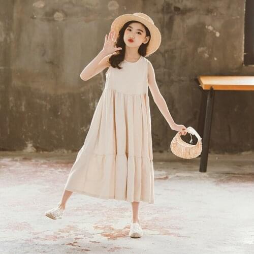 YourSeason Kids Girl Loose Princess Summer Dress Sleeveless New Teenage Clothes Mommy And Daughter Party Midi Sundress 2021