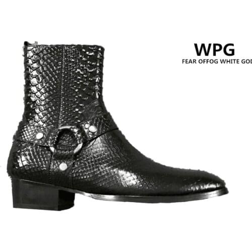WPG Top quality NEW style designer serpentine Coat of paint men shoes luxury brand Chelsea mens western motorcycle boots shoes