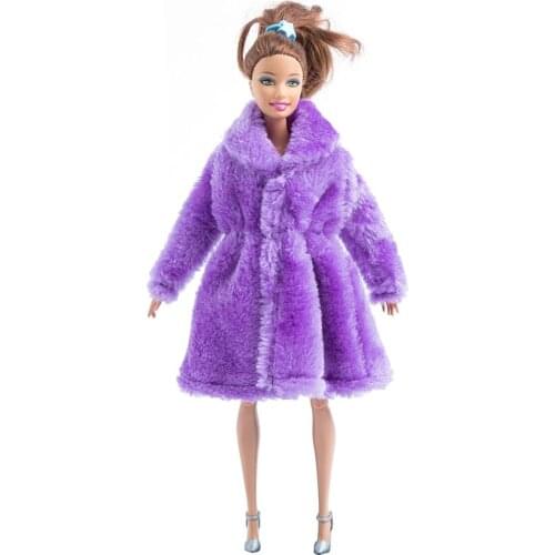 NK 1 Pcs Newest Doll Purple Wool Coat Aristocratic Fashion Dress Noble Coat For Barbie Doll Accessories Child Girl Gift 5X