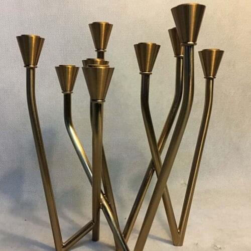 YILUNXI New Golden nine-headed candlestick European-style modern model room soft decoration villa hotel restaurant metal candles