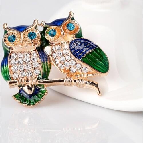 New Arrival Oil Drop Owl Shape Crystal Alloy Brooch Pins Gift For Girls Women Jewelry Wedding Bridal