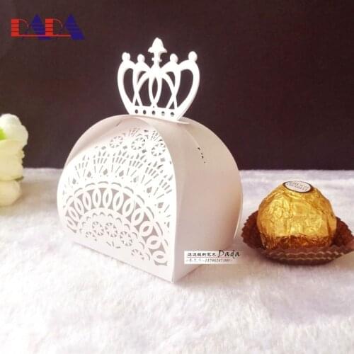 European style wedding Crown hollow candy box chocolate candy paper packaging flower gift box boite dragees de mariage коробка