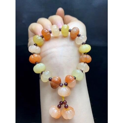 Nature Multicolored Jade Bangle Pumpkin Amulet Bracelet Multicolored Talisman Gemstone