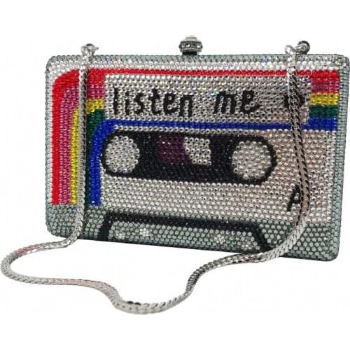 XIYUAN women luxury crystal diamond bridal small Evening Bag for Wedding Party Clutch bag Purse Handbag lady chain shoulder bag