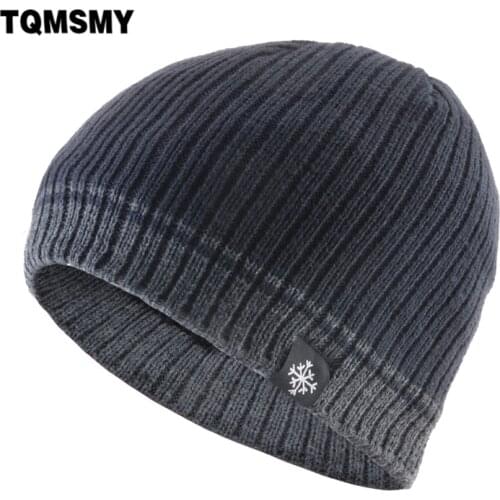 TQMSMY Winter New Fashion Hats For Men Warm Thick Knitted Solid Color Skullies Beanies Knitting Double Layer Ski Bonnet TME214