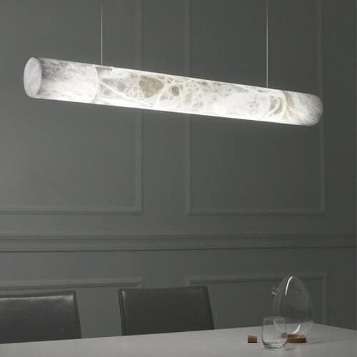 Modern minimalist long chandelier studio desk hotel banquet hall hotel minimalist line marble restaurant bar chandelier