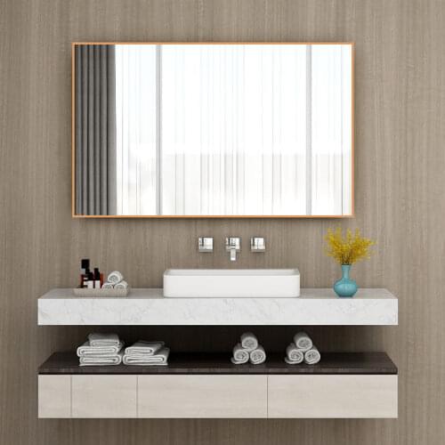 Modern Aluminum Alloy Rectangular Right Angle Bathroom Mirror Living Room Mirror Make-up Mirror Wall Mirror Free Shipping