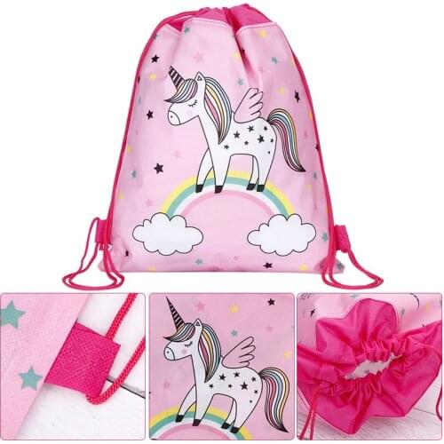 Unicorn Drawstring bag for Girls Travel Storage Package Cartoon School Backpacks Children Birthday Party Favors