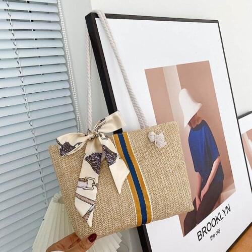 2021 New Womens Trend Brand Handbag Summer Beach Vacation Shoulder Bags Rattan Straw Weave Casual Big Tote Bag For Women