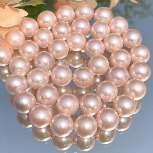 High Quality Natural Shell Beads Pink Imitation Pearl Smooth Loose Spacer Beads For Jewelry Making Diy Woman Bracelet Necklace