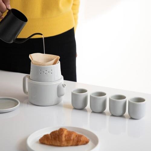 Japanese simple ceramic handmade coffee cup set household afternoon tea pot cup set teaware