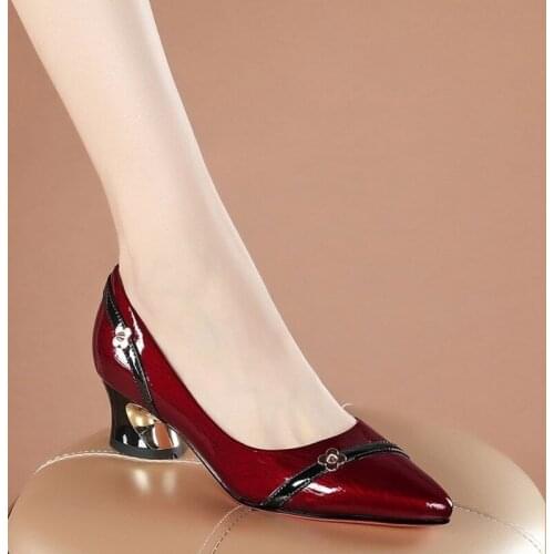 2021 New Women Fashion Sweet Comfortable Office High Heel Shoes Lady Casual Flock Black Office Shoes