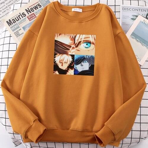 Jujutsu Kaisen Satoru Gojo Eyes Printing Women Hoodies Autumn Crewneck Hoodie Cartoons Oversize Hoody Warm Fleece Men Clothing