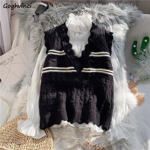 Sweater Vest Women V-neck Loose Knitted Korean Style All-match Elegant Sleeveless Plus Size 3XL High Quality Retro Teens Vintage