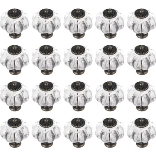 20Pcs 30*36mm Acrylic Crystal Pumpkin Cabinet Door Knobs Kitchen Furniture Wardrobe Drawer Cupboard Closet Dresser Pulls Handles