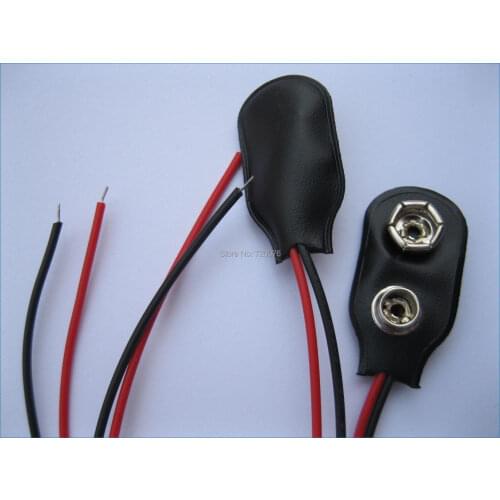 200 pcs 9 Volt 9V Battery Snap-on Clips I Type With 150mm Lead Wire