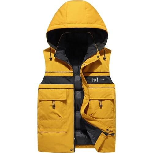 2020 Winter Mens Warm Thick Vest Men Sleeveless Jacket Amd Coats Male Hooded Hot Waistcoat Warm Outwear