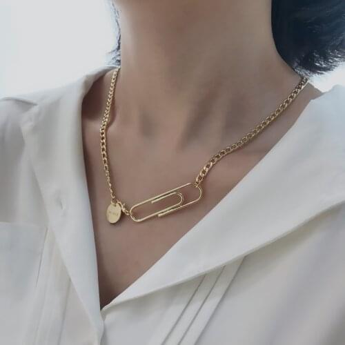 2021 Pretty Fine Jewelry for Women 14k Gold Silver Chain Paper Clip Clasp I Love You Curved Plate Pendant Necklace Romantic Gift