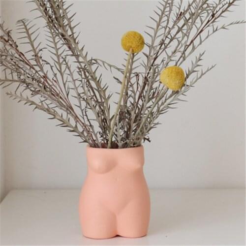 3D Resin Art Vase Molds Handmade Cement Silicone Flowerpot Pen Holder Concrete Human Lady Girl Body Planter Mould