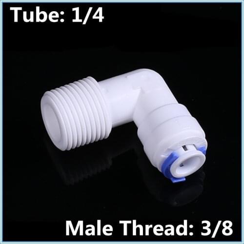 5pc 1/4" OD Pipe to 3/8" Male Elbow Quick Connector RO Water Purifier Reverse Osmosis Aquarium System Connector Fitting