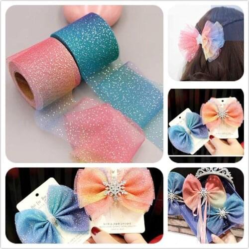 5yards 60mm/80mm Colorful Gradient Organza Stain Ribbon for DIY Crafts Wedding Party Decoration Cake Gift Bow Packaging Ribbon