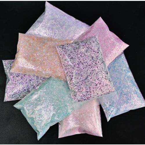50g/Bag Sparkly Gradient Iridescent Nail Art Glitter Mix Size Hexagonal Colorful Chunky Symphony Sequin Laser Shinning Flake K-8