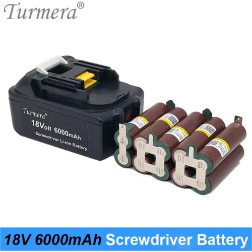 18V Screwdriver Battery 6000mAh TUR18650HG2 3000mAh 30A Reachargeable Lithium Battery Cell with 5S BMS for Drill Motor Turmera