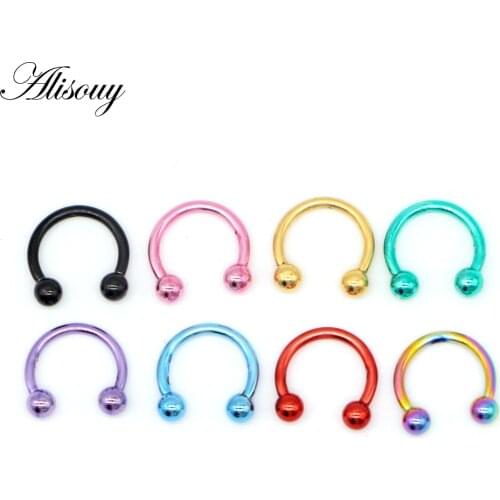 Alisouy 1 pcs Nose Septum Ring Lip Nipple Eyebrow earlobe Rings Hoop Horseshoe Ear Piercings for Women Men Steel Body Jewelry