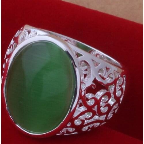 AR423 Wholesale Silver Plated Ring For Women Free Shipping Charm Christmas Silver Fashion Jewelry Green Color Stone Crystal Ring