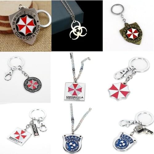 Science Horror Action Movie Residents Evils llavero брелок Thriller Movie Protective Umbrella Corporation Keychain Car Key Ring