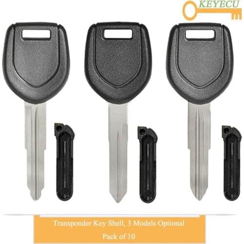KEYECU 10 Pieces/Lot, Uncut New Transponder Ignition Car Key Shell Case Cover for Mitsubishi Colt Lancer Mirage Outlander Pajero