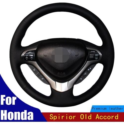 DIY Car Steering Wheel Cover Durable and wear-resistant Non-slip Soft Black PU Artificial Leather For Honda Spirior OId Accord