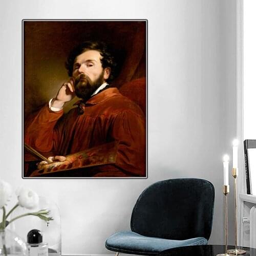 Citon Friedrich von Amerling《Self-Portrait》Canvas Art Oil Painting Artwork Poster Picture Modern Wall Decor Home Decoration