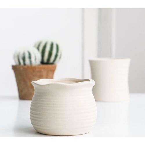 CuteLife Nordic Pottery Ceramics White Flower Vase Mini Wholesale Garden Living Room Plant Pots Irregular Table Home Decoration