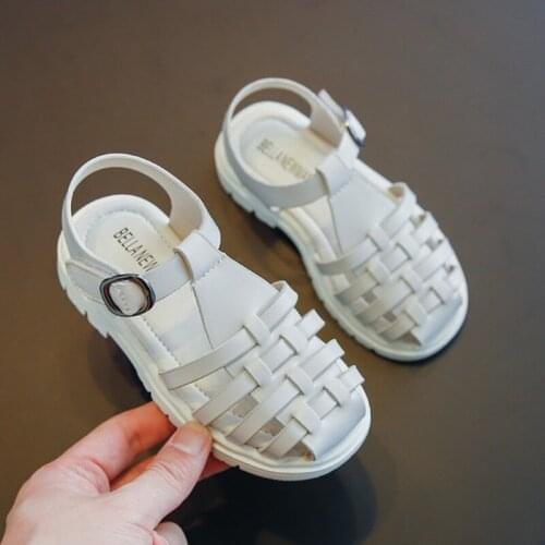 Gladiator Kids Sandals For Girls Summer Soft PU Leather Children Sandals Fashion Flat Cut-outs Beach Shoes Girls Sandales