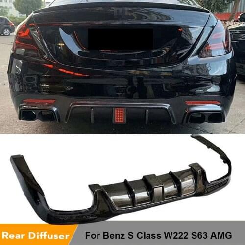 Rear Bumper Diffuser Lip Spoiler for Mercedes-Benz S Class W222 S63 AMG 4 Door 2018 - 2021 Carbon Fiber Rear Bumper Diffuser Lip