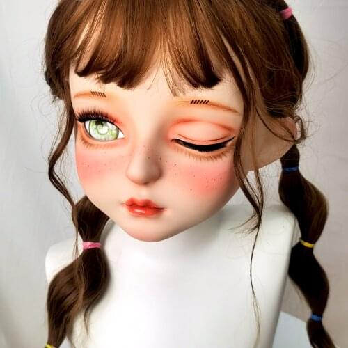 DOLLKII-AD) Quality Handmade Female Girl Resin Half Head Cosplay Japanese Role Play BJD Kigurumi Mask Crossdresser Doll Mask