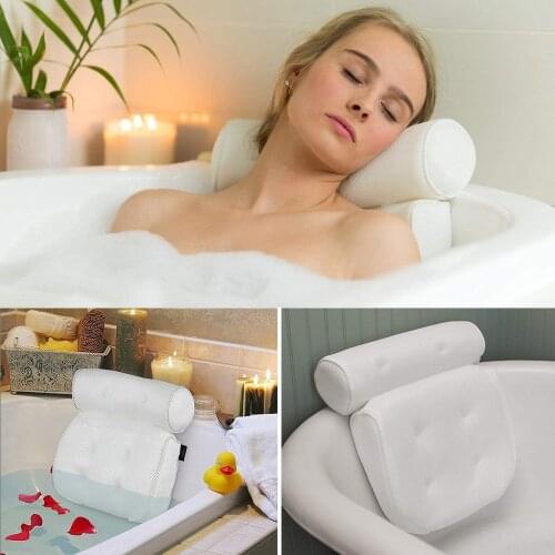 Breathable 3D Mesh Spa Bath Pillow with Suction Cups Neck and Back Support Spa Pillow for Home Hot Tub Bathroom Accessories