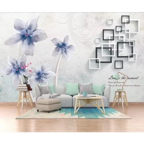 Customized 3D mural wallpaper 3D hand-painted flowers and birds background wall modern simple decorative painting