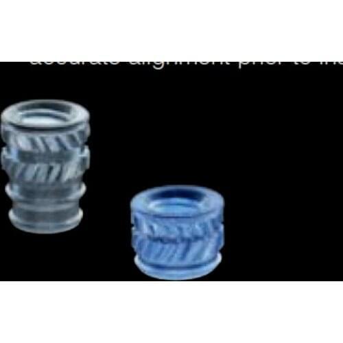 IUA-M2.5-1/2 M3-1/2 M3.5-1/2 M4-1/2 M5-1/2 M6-1/2 M8-1/2 Tapered Thru-Threaded Insert ,Aluminum,,Knurled Used In Plastic