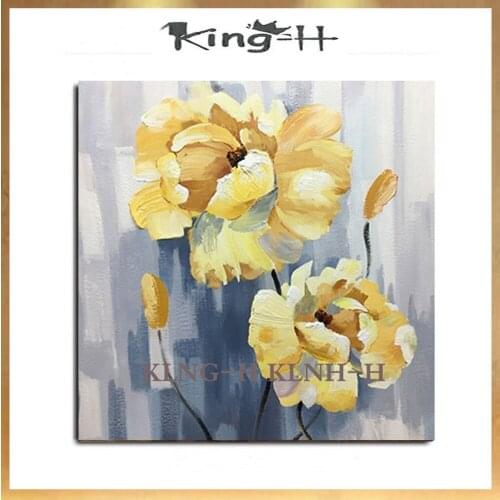 Pintura de flores modernas pintadas a mano oil painting al óleo de flores amarillas sobre lienzo pintura abstracta de árbol pare